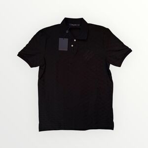 Louis Vuitton Black Damier Textured Polo Shirt - XL